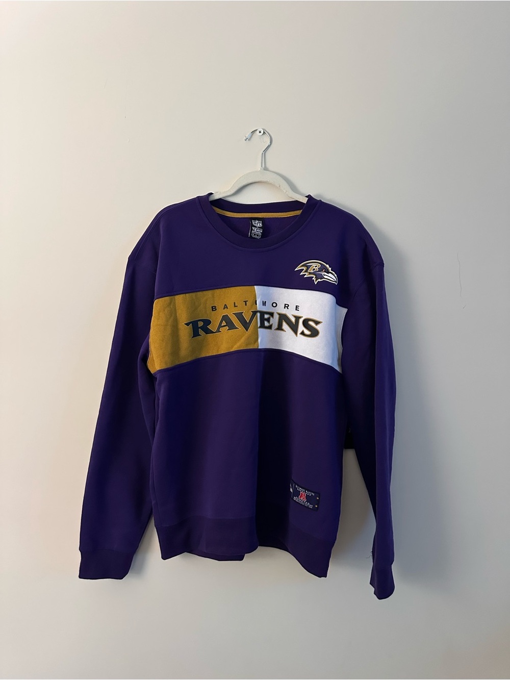 Baltimore Ravens NFL Purple Colorblock Crewneck Sweatshirt